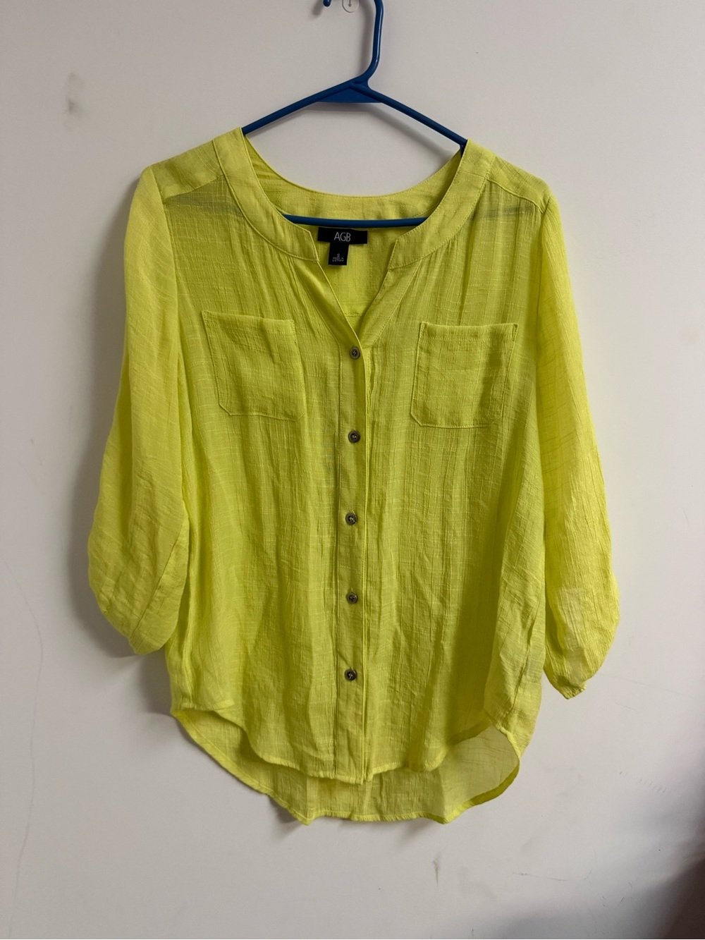AGB Neon Yellow Button-Front Women’s Shirt